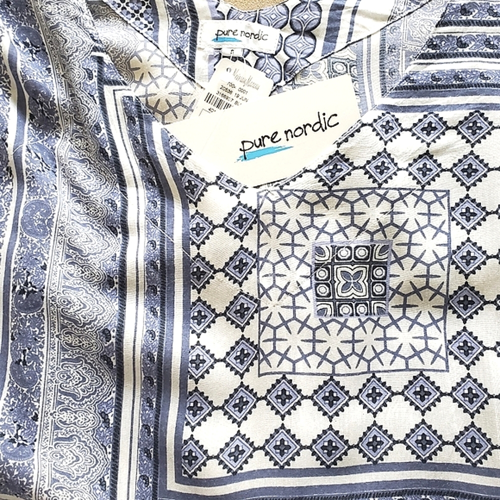 Neiman Marcus Pure Nordic Bistro Cuba-Print Top - Picture 8 of 9